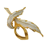 Italian 800 Grade Silver Gilt, Spinel Set Floral Spray Brooch Vintage c1970s