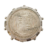 Victorian Sterling Silver Shilling Coin Spinner Brooch Antique 1887