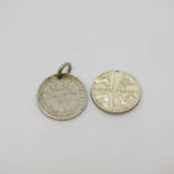 19th Century Sterling Silver French 50 Cent Coin Charm Pendant Antique c1880's