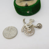 Sterling Silver Pennyfarthing Bicycle Charm Pendant Vintage c1970