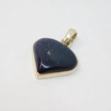 Sterling Silver  Blue Goldstone Stylised Heart Pendant Contemporary c2000s