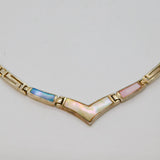Sterling Silver Greek Key Pattern & Colourful Shell Collar Necklace Modern c1990
