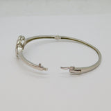 Sterling Silver CZ Set Tree Of Life Hinged Bangle Bracelet Contemporary c2000
