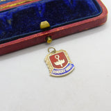 Sterling Silver and Enamel Beaulieu Abbey Shield Charm Pendant Vintage c1970