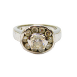 Sterling Silver White Spinel Studio Style Cluster Ring Vintage c1990 Size N 1/2