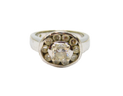 Sterling Silver White Spinel Studio Style Cluster Ring Vintage c1990 Size N 1/2
