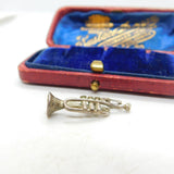 Sterling Silver Miniature Trumpet Charm Pendant Vintage c1970