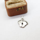 Sterling Silver Footprints Charm Pendant Vintage c1970