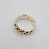 Sterling Silver Wave Relief Pattern Wide Band Dress Ring Vintage c1970 Size V