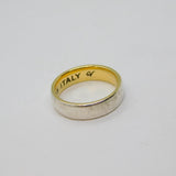 Italian Gold On Sterling Silver Bi-Colour Wedding Band Ring Modern c1990 Size K