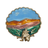Sterling Silver Enamel Cornish Pixie Souvenir Brooch Antique c1920 Art Deco