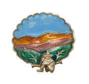 Sterling Silver Enamel Cornish Pixie Souvenir Brooch Antique c1920 Art Deco