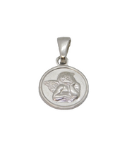 Sterling Silver Cherub Disc Charm Pendant Vintage c1970s