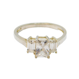 Sterling Silver Triple CZ Contemporary Dress Ring Modern c2000 Size P