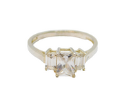 Sterling Silver Triple CZ Contemporary Dress Ring Modern c2000 Size P