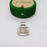 Sterling Silver Doublet Opal Drop Charm Pendant Vintage c1970