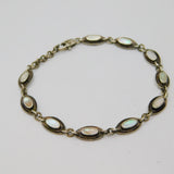 Sterling Silver Mother Of Pearl Oval Form Panel Studio Bracelet Vintage c1970s