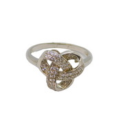 Sterling Silver Sparkling CZ Knot Front Dress Ring Vintage c1990 Size V
