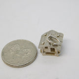 Sterling Silver Skiing Chalet Charm Pendant Vintage c1970