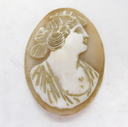 Victorian Carved Shell Cameo Lady in Profile Plaque Antique c1900s