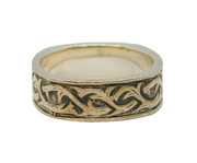 Sterling Silver Chunky Squared Patterned Band Ring Vintage c1970 Size Z 1/2