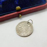 Sterling Silver King George V Lucky Threepence Charm Pendant Antique 1935