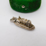 Sterling Silver Cargo Boat Charm Pendant Vintage c1970