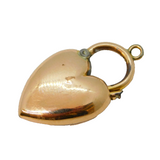 Victorian 9ct Gold Cased Puffy Heart Opening Pendant Charm Antique c1890