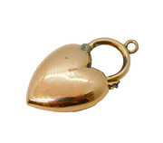 Victorian 9ct Gold Cased Puffy Heart Opening Pendant Charm Antique c1890