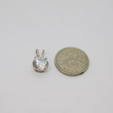 Sterling Silver CZ Solitaire Drop Charm Pendant Vintage c1970