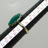 Sterling Silver Natural Green Stone Set Adjustable Ring Vintage c1970 Size O