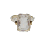 Sterling Silver Emerald Cut White Topaz Cocktail Ring Modern c1990 Size S
