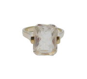 Sterling Silver Emerald Cut White Topaz Cocktail Ring Modern c1990 Size S