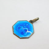 Sterling Silver Blue Enamel St Christopher Souvenir Charm Pendant Vintage c1970s