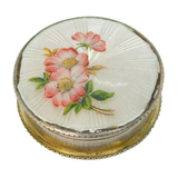 Sterling Silver & Enamel Floral Decorated Pill Box Antique 1911 Birmingham AF