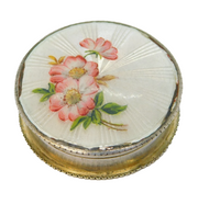 Sterling Silver & Enamel Floral Decorated Pill Box Antique 1911 Birmingham AF