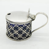 Edwardian Sterling Silver Floral Pattern Mustard Pot Antique 1908 Chester