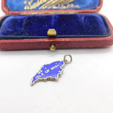 Sterling Silver Isle of Wight Enamel Map Charm Pendant Vintage c1970