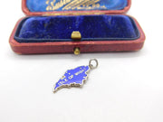 Sterling Silver Isle of Wight Enamel Map Charm Pendant Vintage c1970