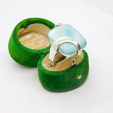 Sterling Silver Pale Blue Natural Stone Swirl Ring Vintage c1970 Size N 1/2