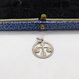 Sterling Silver Libra Scales of Justice Charm Pendant Vintage c1970