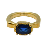 Sterling Silver Gilt & Blue Hardstone Set Dress Ring Vintage c1990s