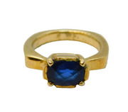 Sterling Silver Gilt & Blue Hardstone Set Dress Ring Vintage c1990s