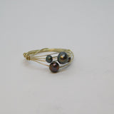 Sterling Silver Studio Style Wire & Natural Pearl Ring Vintage c1970 Size M 1/2
