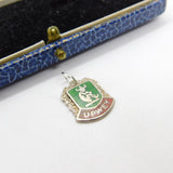 Sterling Silver and Coloured Enamel Travel Shield 'Upwey' Charm Vintage c1970