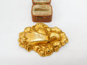 Large Victorian Rolled Gold Etruscan Style Sweetheart Brooch c1860 Antique