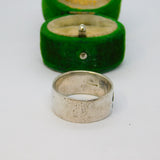 Sterling Silver Wide Oxidised Patterned Band Ring Vintage c1970 Size U