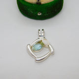 Sterling Silver Topaz & Opal Set Drop Charm Pendant Vintage c1970