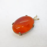 Sterling Silver Carnelian Large Red Agate Charm Pendant Vintage c1970s