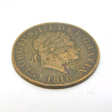 George III 'Forgery Half-Crown' Copper Coin Antique 1818 Fair Condition